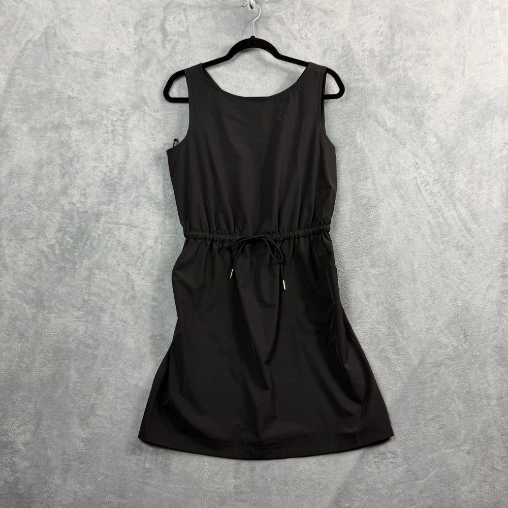 Calvin Klein Womens 8 Black Sleeveless Midi Dress Waist Tie Quiet Luxury Office